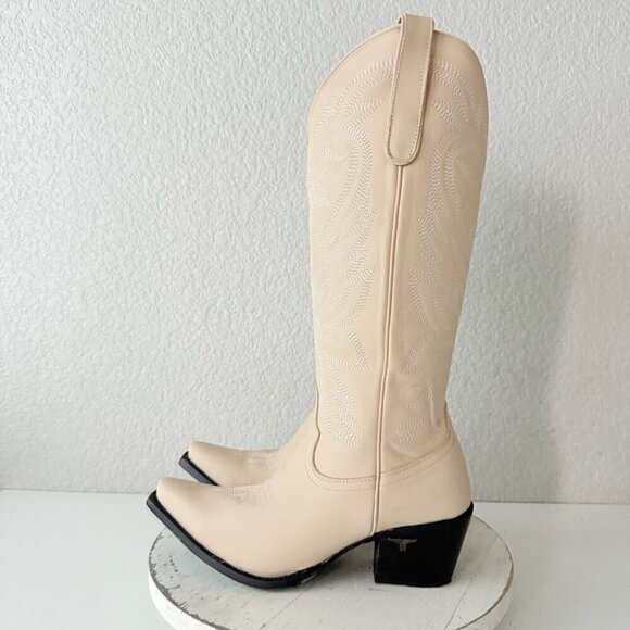 Lane SMOKESHOW Womens Cowboy Boots 8 Pale Ivory Leather Western Cowgirl Tall - Picture 4 of 13